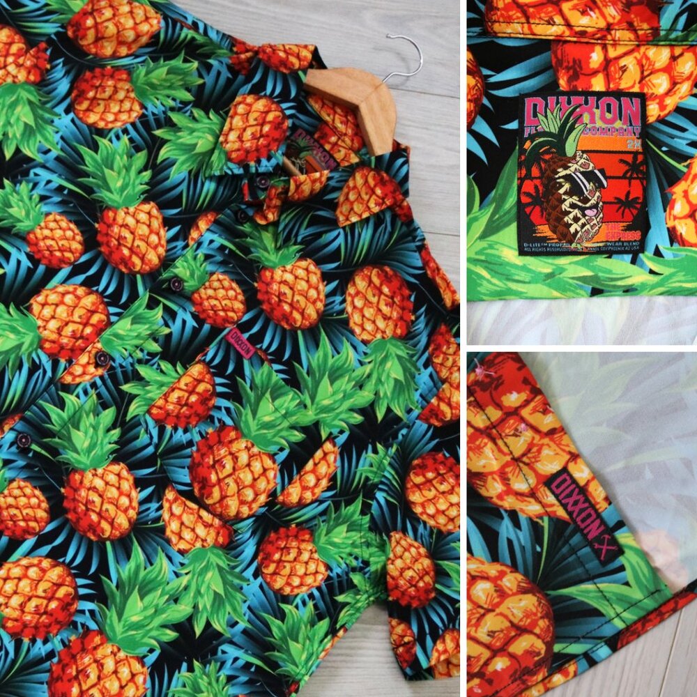 DIXXON 'The Express' Pineapple Print Men's D-Lite Performance Party Shirt Sz 2XL